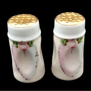 Vintage Bavaria Cameo Rose Hand-Painted Porcelain Salt & Pepper Shakers